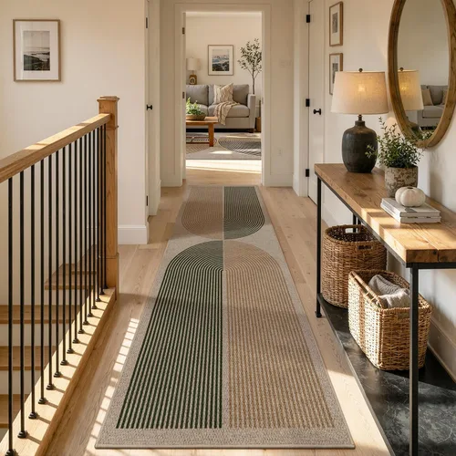 Vista 12 de Lahome Tapetes geométricos para puerta de interior para entrada, alfombra antideslizante lavable de 2 x 3 negro / neutro