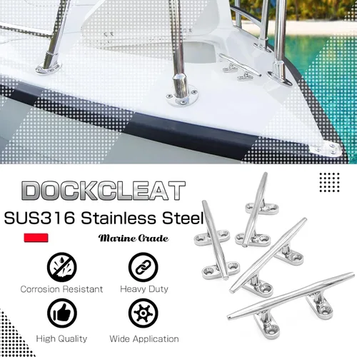 Vista 2 de AMYSPORTS Tacos de muelle de cuerda pesada Marine Open Base Dock Cleats Hardware de acero inoxidable Bote de amarre Kayak SUS316