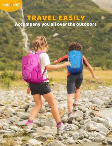 Vista 6 de HALOVIE Mochila de viaje pequeña para niños, mochila preescolar, mochila escolar al aire libre, jardín de infantes, niños y niñas