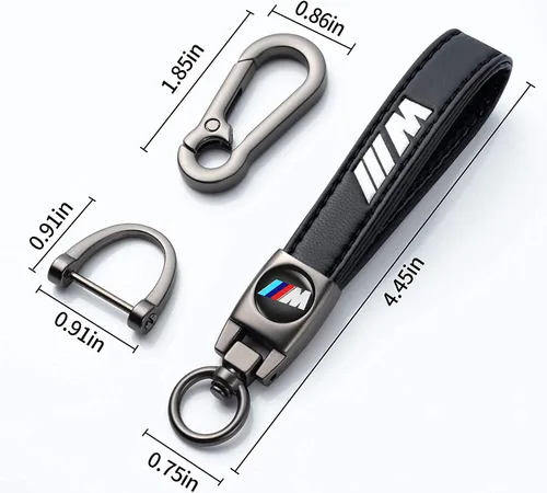 Vista 3 de Longzheyu Llavero multifuncional para automóvil y hogar, de cuero genuino negro, llavero y llavero de metal para hombres y mujeres, con giro