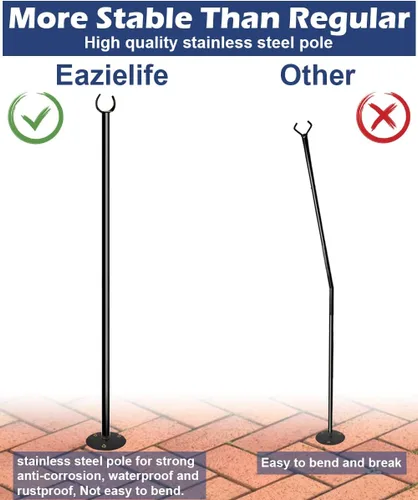Vista 2 de Poste para tiras de luces de 10 pies para exteriores, poste de iluminación de metal resistente para suelos duros, patios traseros de madera, patio