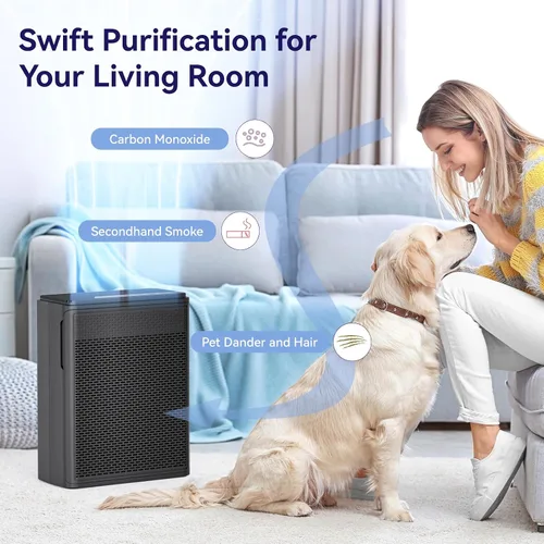 Vista 5 de YARIKI Purificadores de aire para el hogar y mascotas, cubre hasta 1500 pies cuadrados, filtro H13 HEPA con pre-filtro lavable, limpiador de aire