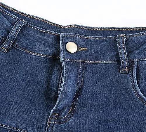 Vista 5 de Aurlust Mini faldas cortas de mezclilla plisadas con volantes y línea A para mujer