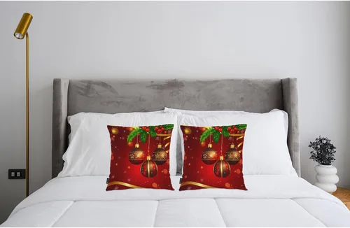 Vista 3 de Swono Juego de 2 fundas de almohada cuadradas decorativas de 18 x 18 pulgadas, bolas de Navidad de Año Nuevo, juego de 2 fundas de almohada