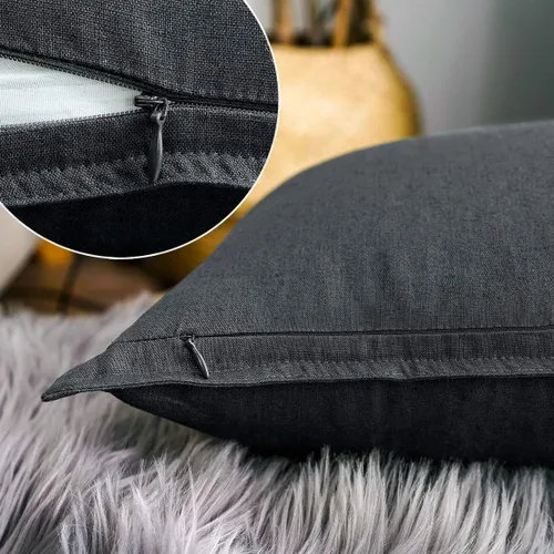 Vista 71 de Jeanerlor Funda de almohada decorativa de lino y algodón sólido de 18 x 18 pulgadas con cremallera, funda de cojín europea, funda de almohada