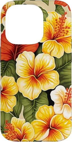 Vista 17 de Hawaiian Tropical Yellow Red Hibiscus Plumeria Case for iPhone 17