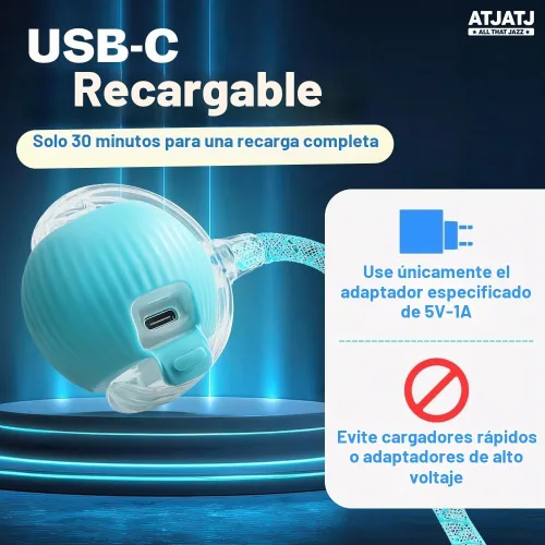 Vista 6 de Pelotas interactivas para gatos de interior, juguete inteligente automatizado para gatos con cola de malla elástica, juguete recargable de 3