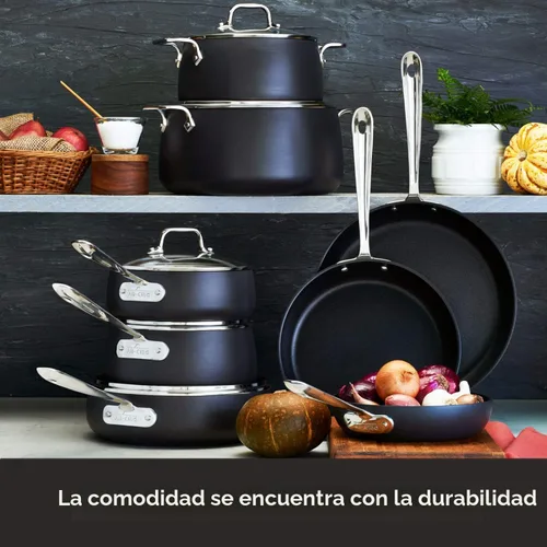 Vista 2 de Sartén para cocineros / sartén para Wok All-Clad E7859464 HA1, libre de PFOA, seguro, para lavaplatos, antiadherente, anodizada