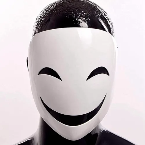 Vista 2 de Máscara sonriente de resina de anime blanco para adultos, con correa ajustable, accesorios para disfraz de Halloween o cosplay