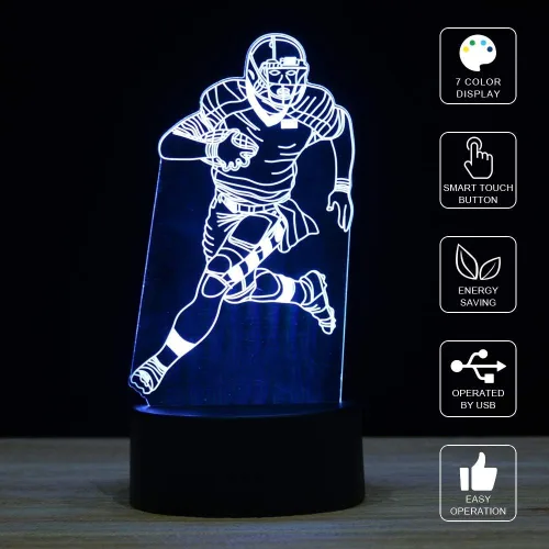 Vista 8 de XIEHE Luz nocturna LED de ilusión 3D, 7 colores de cambio gradual con interruptor táctil, lámpara de mesa USB para regalos de vacaciones