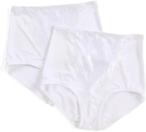 Vista 6 de Bali Bragas moldeadoras para mujer con doble soporte y control ligero con encaje Fajas, paquete de 2 DFX372 Negro/Negro