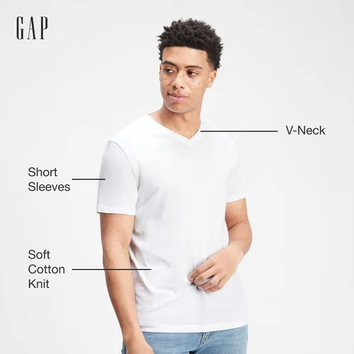 Vista 2 de GAP Paquete de 3 camisetas de manga corta con cuello en V para hombre