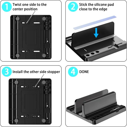 Vista 7 de Soporte vertical para laptop ajustable - Gestionador de escritorio de plástico ABS de ahorro de espacio 3 en 1 compatible con todos los MacBook Pro