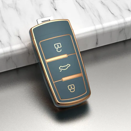 Vista 3 de KUNIO Funda para llavero compatible con Flip Volkswagen CC Golf Key Protection Cover Key Shell TPU Key Holder 3 botones