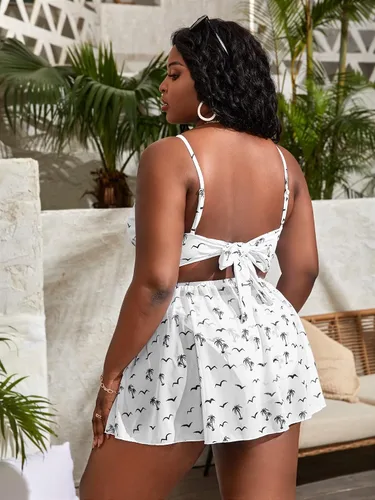 Vista 2 de SOLY HUX Women's Plus Size Tankini Set Twist Front Cut Out Bikini Bathing Suits 2 Piece Swimsuit