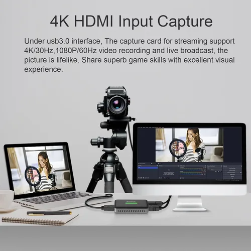 Vista 8 de Tarjeta de captura de video HDMI 4K Transmisión y grabación en 4K 30Hz y 1080 60Hz con latencia ultra baja en PS5, PS4/Pro, Xbox Series X/S, en OBS