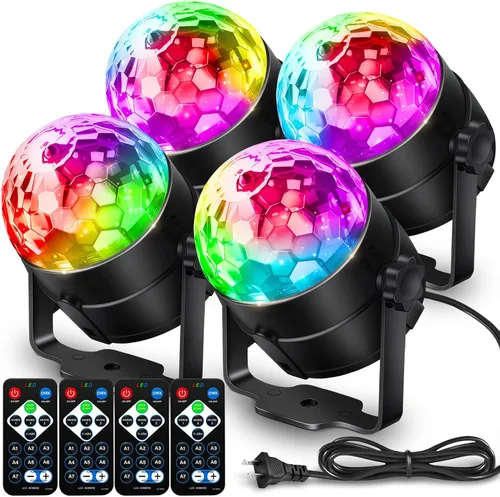 Vista 11 de Luces de fiesta de bola de discoteca para DJ, activadas por sonido, con control remoto, lámpara estroboscópica, 7 modos, luz de escenario