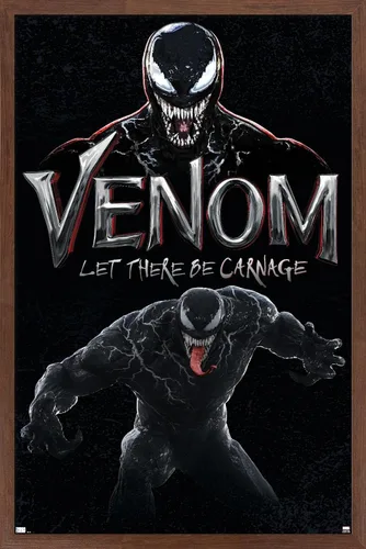Vista 17 de Trends International Marvel Venom: Let There be Carnage - Póster de pared de ataque, 22.4 pulgadas de largo x 14.7 W, versión enmarcada de madera