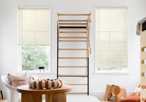 Vista 55 de LazBlinds Mini persianas de aluminio de 1" sin herramientas, sin necesidad de taladro, persianas sin cables para ventanas, persianas horizontales