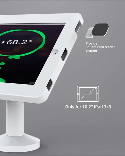 Vista 7 de Soporte para tablet para escritorio, compatible con iPad de 10.2 pulgadas Gen 7 8 9, soporte de tableta con bloqueo de llave de metal