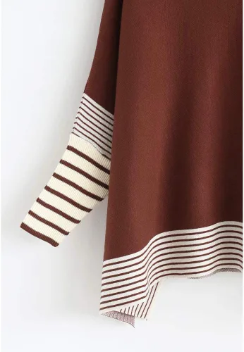 Vista 2 de CHICWISH Suéter de punto suave de gran tamaño a rayas color mostaza/negro/caramelo/oliva/gris