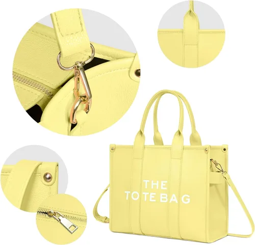 Vista 3 de NPBAG The Tote Bag para mujer, bolso de piel sintética con cremallera, bolso de hombro cruzado para viajes, escuela, trabajo, bolso de moda con asa
