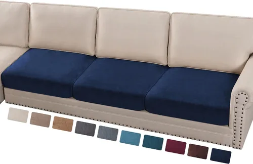 Vista 42 de PrinceDeco Fundas de cojín para sofá, funda elástica y lavable, funda de cojín ajustable de tela de terciopelo antideslizante, protector de muebles