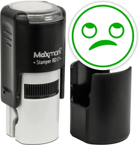 Vista 65 de MaxMark Sello de Emoji Autoentintado Redondo - Enojada - Tinta Negra