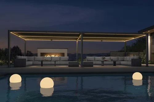 Vista 15 de PURPLE LEAF Pérgola con listones 92KS de 8 x 10 pies con tira LED regulable solar integrada, techo ajustable de aluminio a prueba de lluvia
