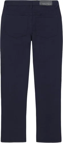Vista 2 de Nautica Pantalón de sarga elástica de ajuste clásico para niños, estilo de 5 bolsillos, cremallera y cierre de botón