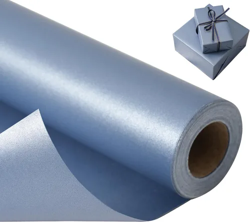 Vista 12 de Papel de regalo azul claro mate, papel de regalo reversible Pearly-Lustre