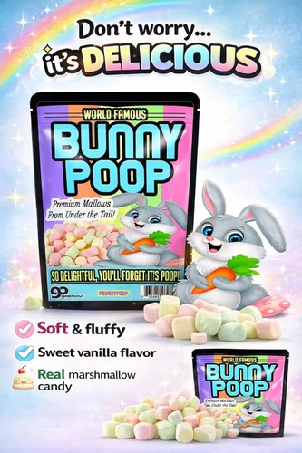 Vista 3 de Malvaviscos de caca de conejo, divertido regalo de broma de dulces de Pascua, mini bolsas de bocadillos de malva coloridas, rellenos de cesta