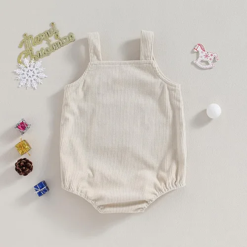 Vista 3 de LAGKIYOJ Ropa de otoño para bebé niña y niño, mameluco de pana con estampado de arco iris, sin mangas, traje de otoño e invierno
