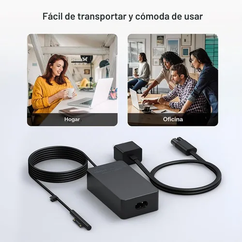 Vista 7 de Cargador para laptop Surface Pro de 65 W, para Microsoft Surface Pro Charger Windows Surface Laptop 6, 5, 4, 3, 2, 1, para Microsoft Surface Pro10