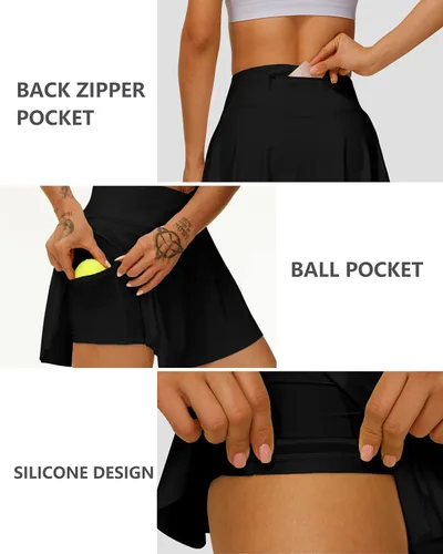 Vista 3 de HARTPOR Falda de tenis plisada para mujer, falda de golf con cintura cruzada, con bolsillos, faldas atléticas para correr, entrenamiento casual