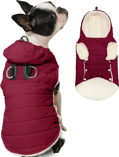 Vista 16 de vecomfy - Sudadera con capucha para perro, forro polar y algodón, extra cálida, para invierno, chaqueta para perro pequeño, abrigos con capucha