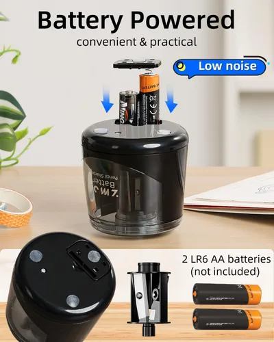 Vista 4 de Zmol Sacapuntas eléctrico a pilas, pequeño sacapuntas portátiles para lápices de colores para niños, afilado rápido, adecuado para lápices del núm.