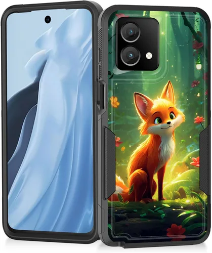 Vista 31 de Funda para Moto G Play 4G 2024, resistente de doble capa híbrida de policarbonato duro, goma suave, a prueba de golpes, funda protectora resistente