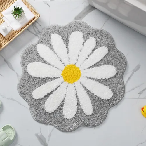 Vista 7 de Bonita alfombra de baño, alfombra antideslizante de absorción de agua, suave, lavable a máquina, para dormitorio, cocina, baño, inodoro, 25.6 x 25.6