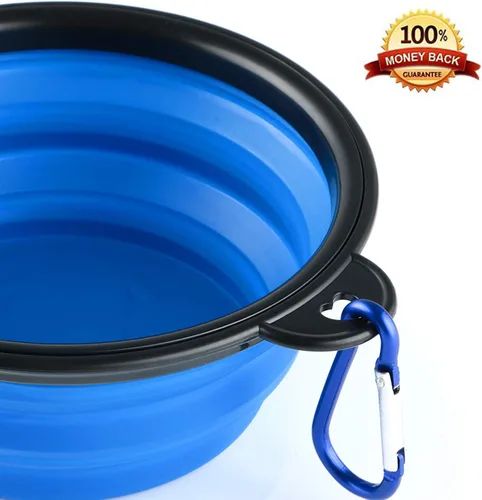Vista 4 de 3 cuencos plegables de silicona para perros, plato plegable expandible para mascotas pequeñas, comida y agua, tazón portátil de viaje, etiqueta