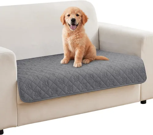 Vista 22 de PAWFINITY Funda de cama impermeable para perros, manta para mascotas lavable para colchón Gris