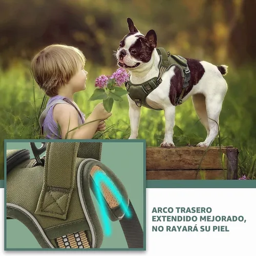 Vista 5 de Arnés sin tirones para perros pequeños, ajustable sin estrangulamiento, chaleco para mascotas con correa para perro, arnés reflectante inteligente