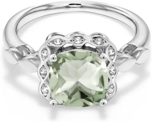 Vista 42 de Gem Stone King Anillo de compromiso de plata de ley 925 de 0.315 in con piedra natal y zafiro blanco creado Anillo de compromiso de boda