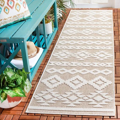 Vista 14 de SAFAVIEH Global Collection - Alfombra de pasillo, 2 pies 2 pulgadas x 8 pies, diseño beige y beige oscuro, no desprende pelusa y de fácil cuidado
