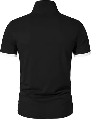 Vista 4 de A WATERWANG Polera polo de manga corta para hombre polo de golf de algodón ajustado diseño básico