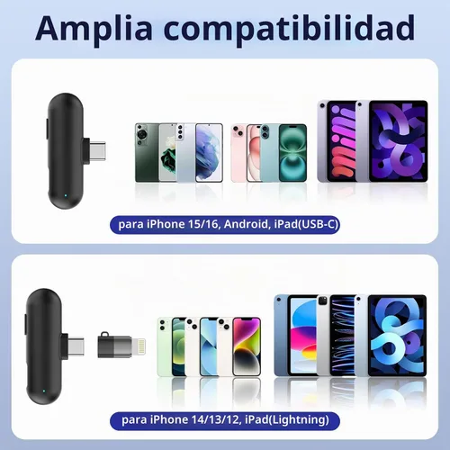 Vista 6 de NPTCL Micrófono Lavalier inalámbrico para iPhone 17/16/15 - Mini micrófono con cancelación de ruido Ai USB C Clip en el micrófono de solapa