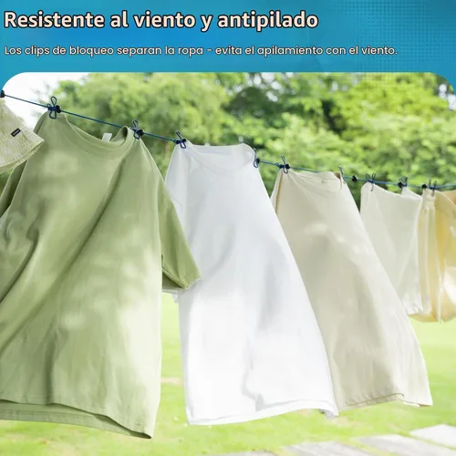 Vista 6 de Paquete de 2 tendederos retráctiles de viaje portátil, juego de línea de ropa de camping