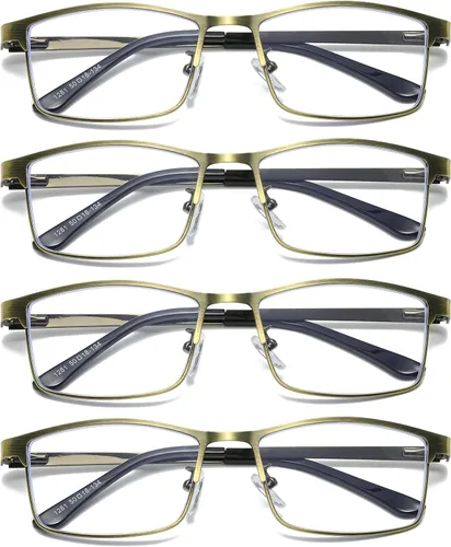Vista 9 de B&Q 4 Pack Reading Glasses Men – Blue Light Blocking Readers for Men