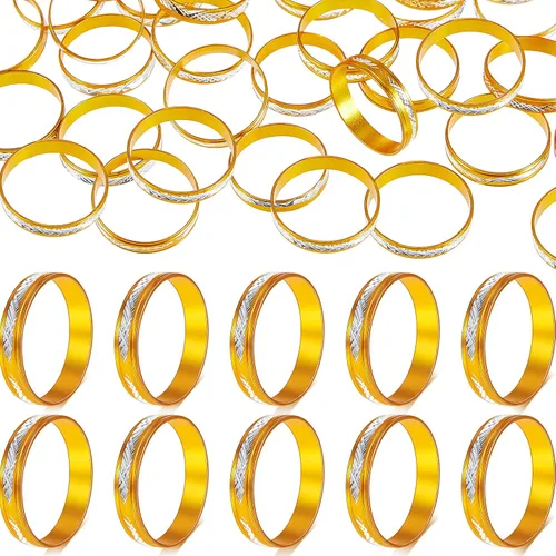 Vista 10 de Hicarer - 200 anillos falsos para despedida de soltera, compromiso, boda, juego de despedida de soltera, anillos de aleación de aluminio con Plata