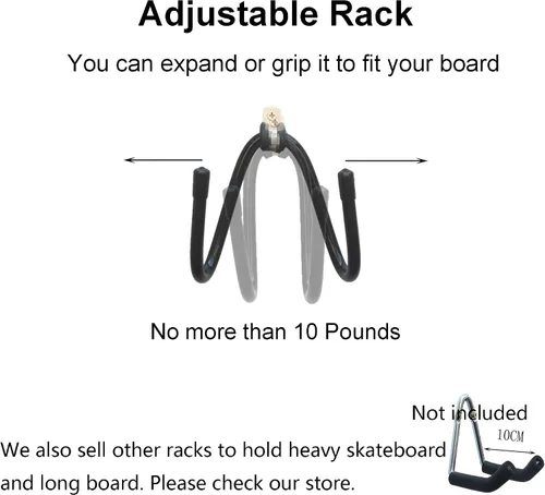 Vista 3 de YYST Soporte de pared para monopatín, soporte de pared para monopatín y longboard, 1/PK